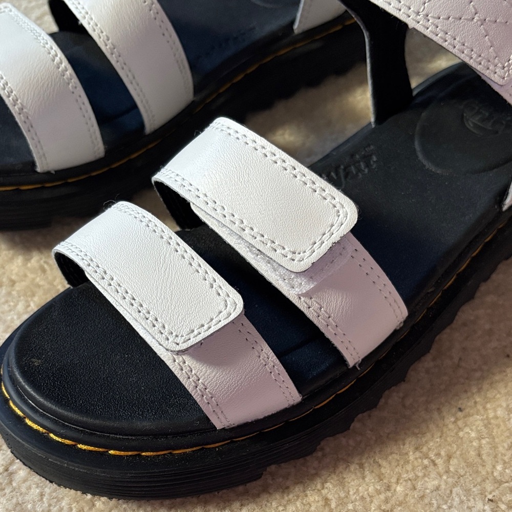 Dr. Martens White and Black Strappy Kids Sandals - Picture 5 of 9